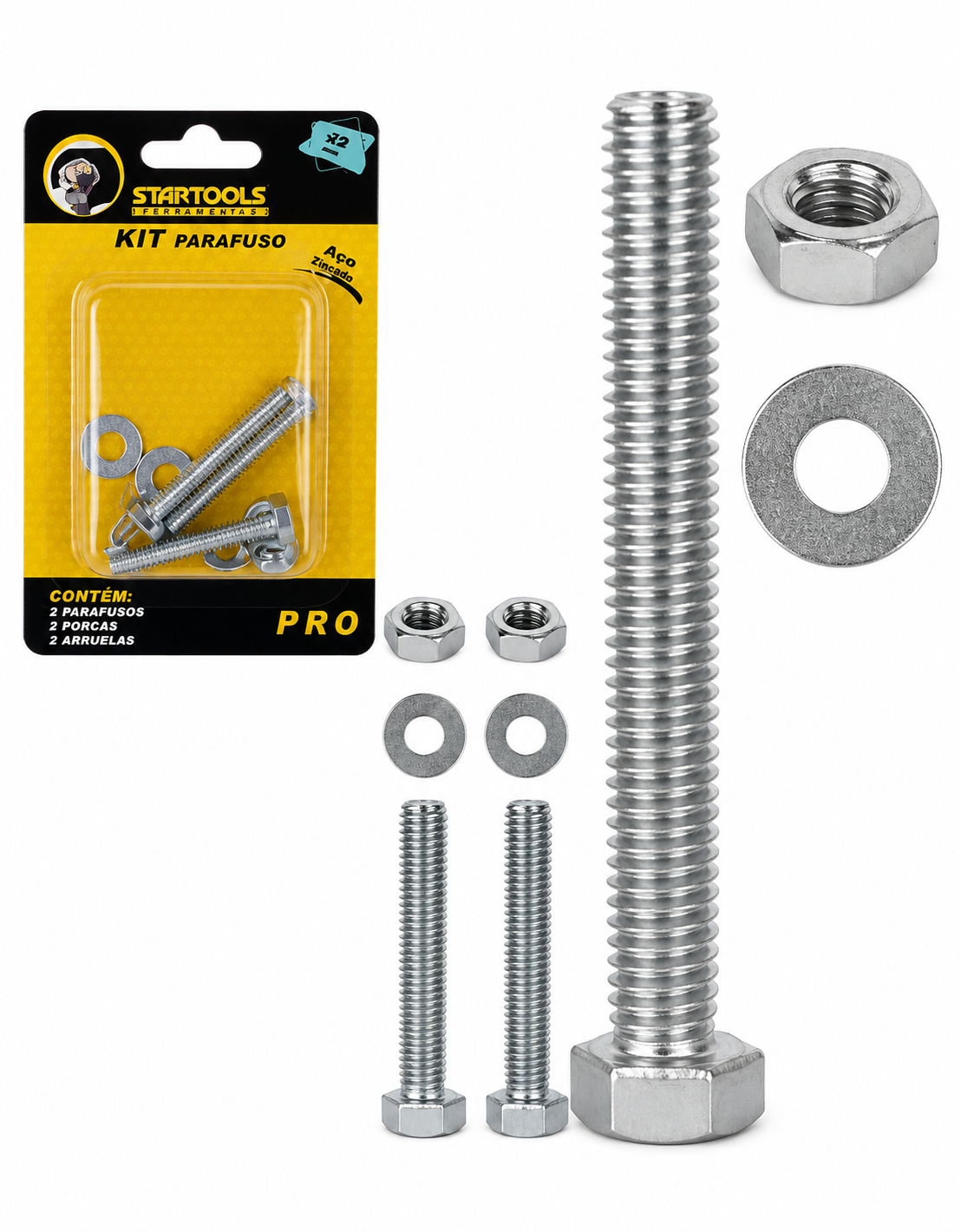 Kit parafuso com porca c/6 peças 44mm