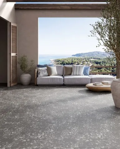 Biancogres Cannes Terrazzo Grafite EXT 90x90