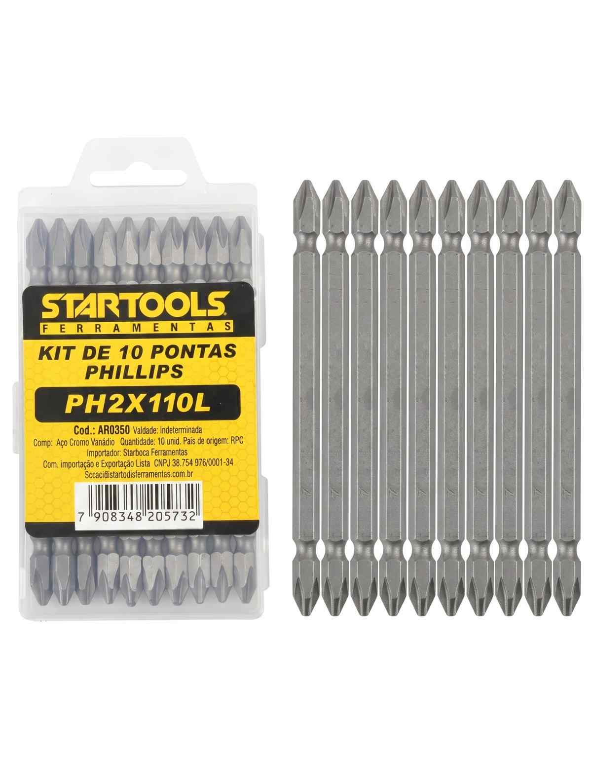Kit de 10 Pontas  Phillips 12X110L