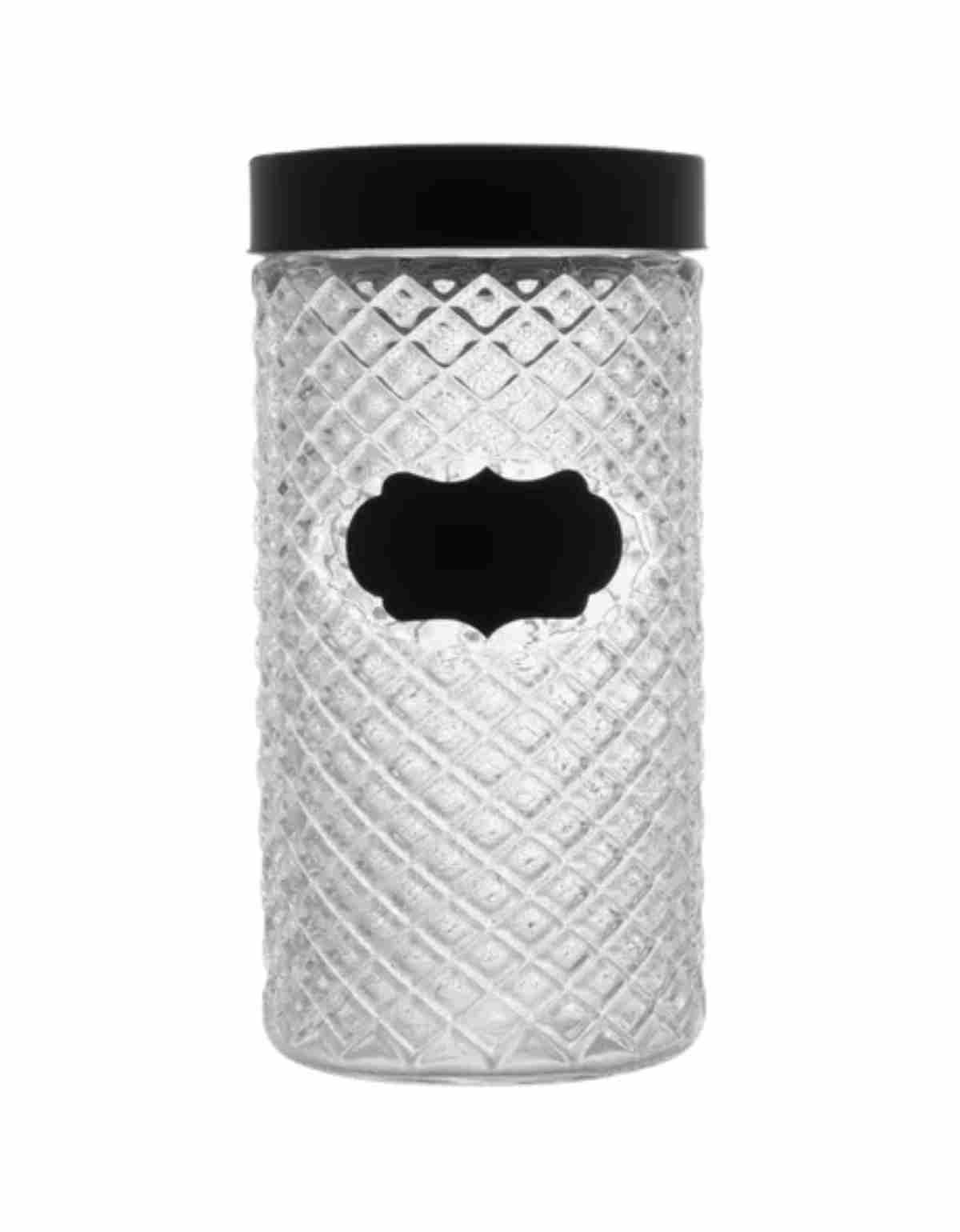  Pote de Vidro com Tampa Preta 1L