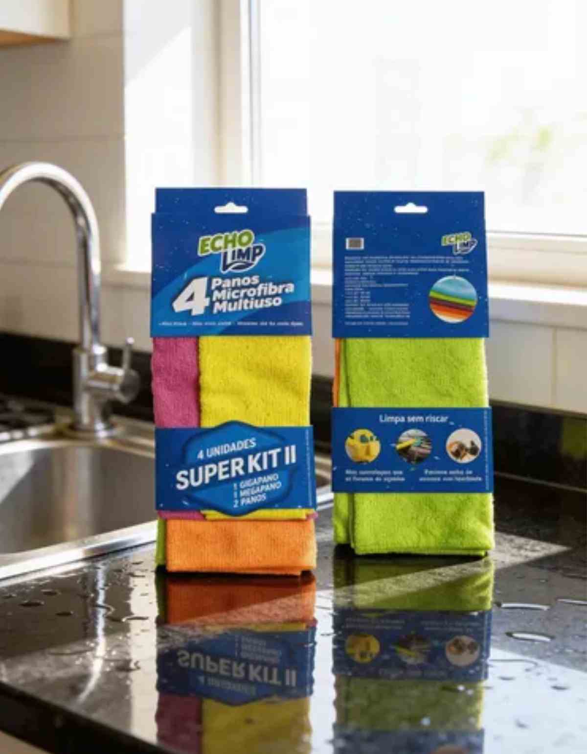 Kit 4 Panos Microfibra Multiuso 