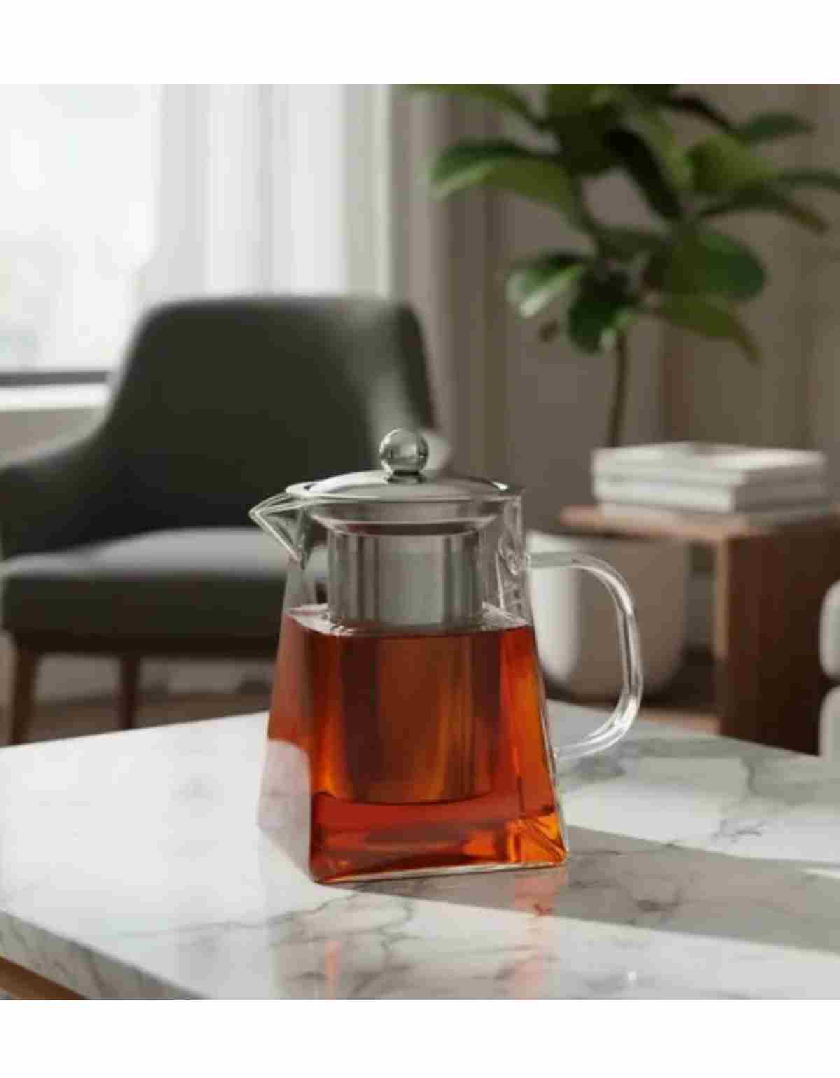 Chaleira de Vidro Com Infusor e Tampa de ...