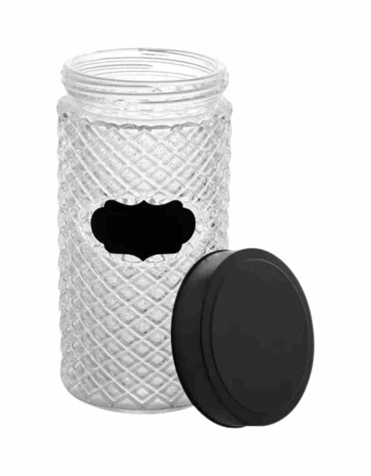  Pote de Vidro com Tampa Preta 1L