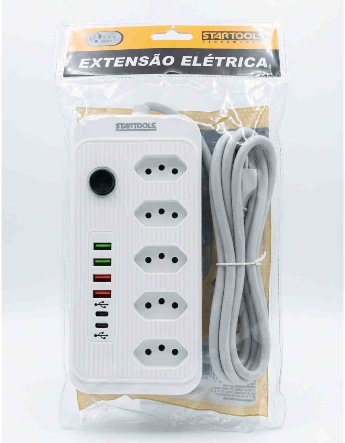 Extensão Elétrica 2m 5 Entradas mais 4USB...