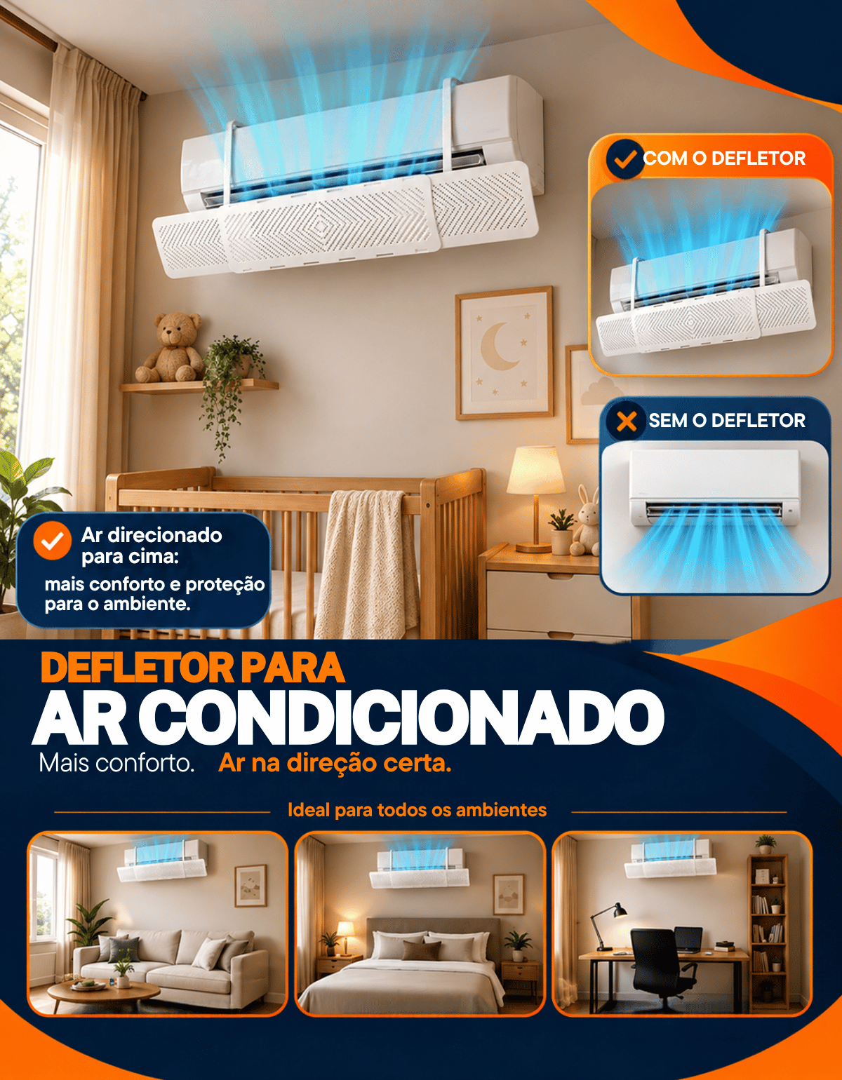 Defletor Ar Condicionado Split Universal ...