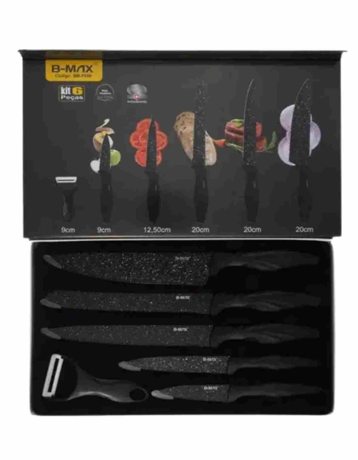  Kit Facas Aço Inoxidável  6 peças 37X22cm