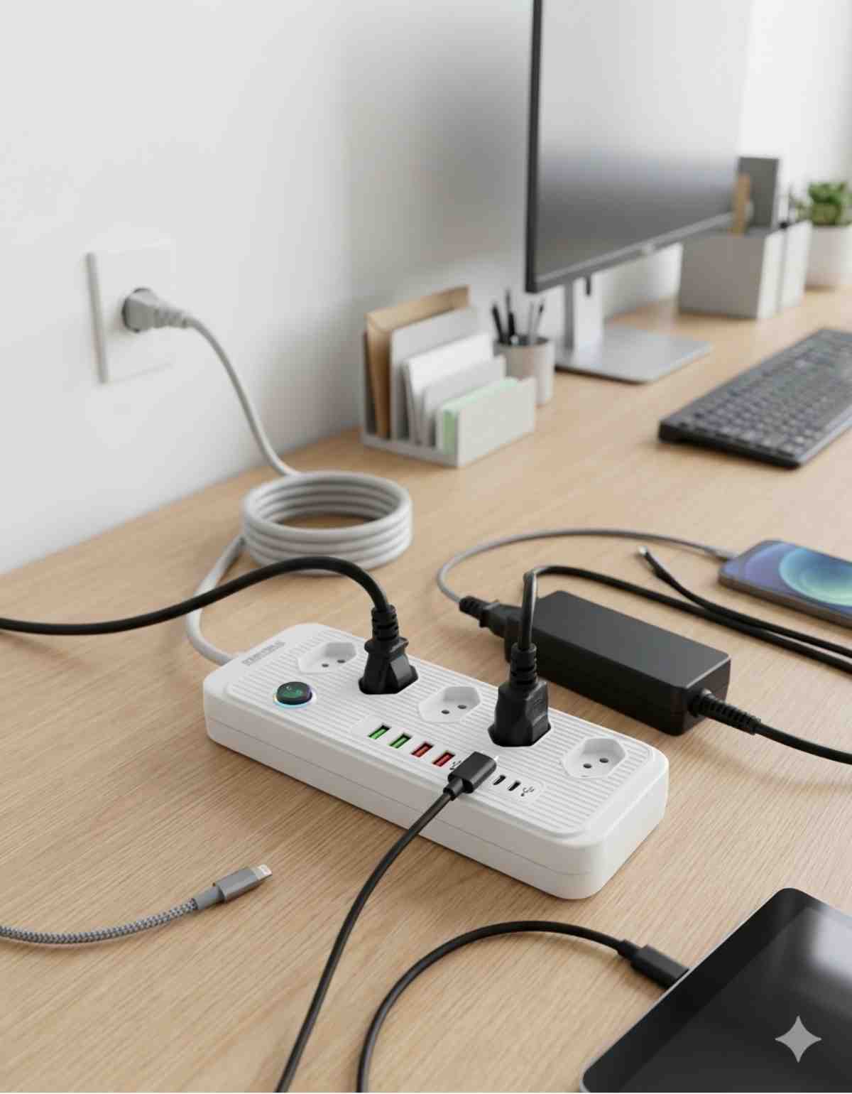 Extensão Elétrica 2m 5 Entradas mais 4USB...