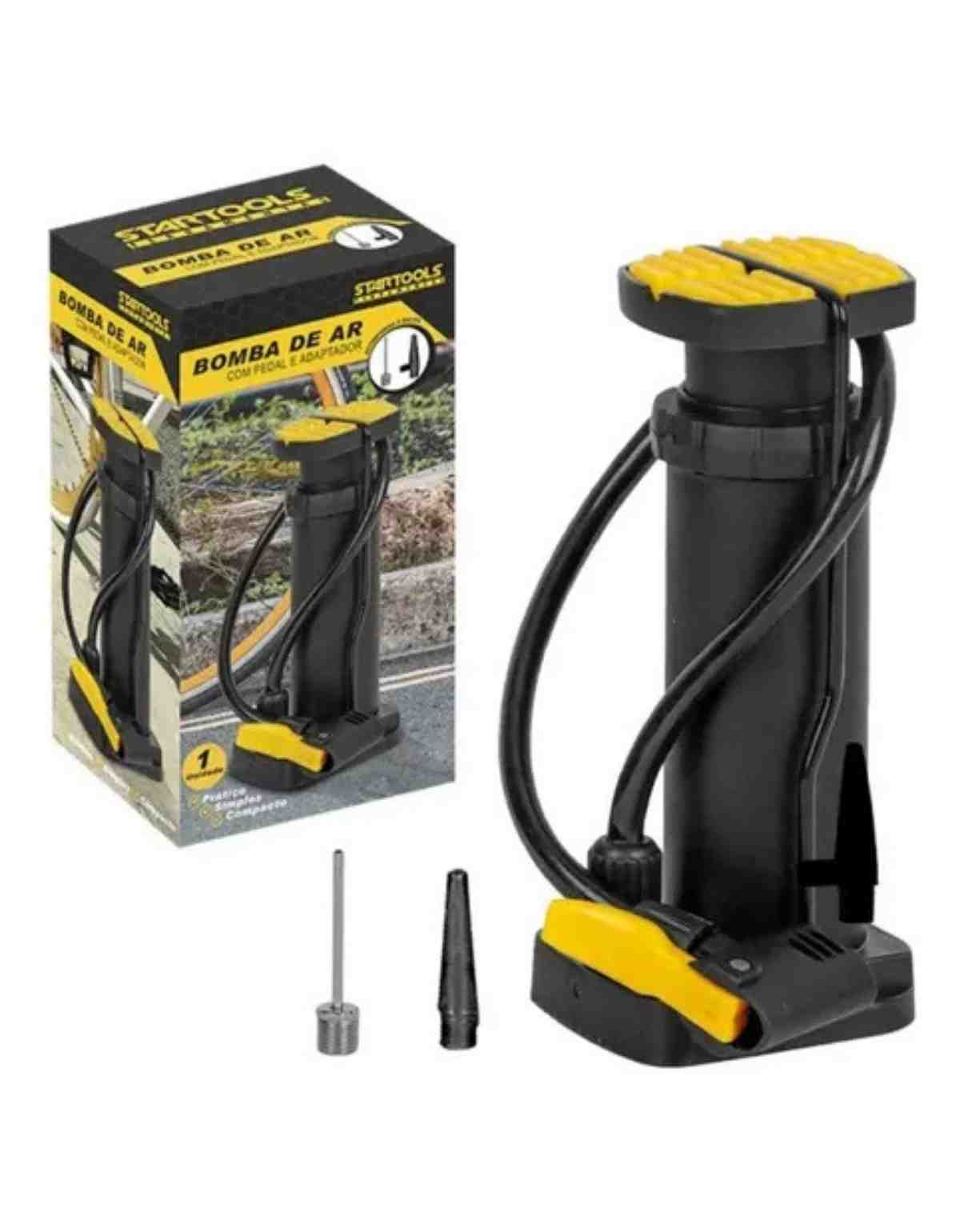 Bomba de Ar Manual  com Pedal  e  Adaptador 